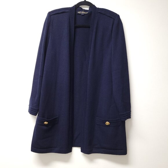 St. John Long Sleeve Open Front Cardigan Size L Blue - Picture 1 of 7